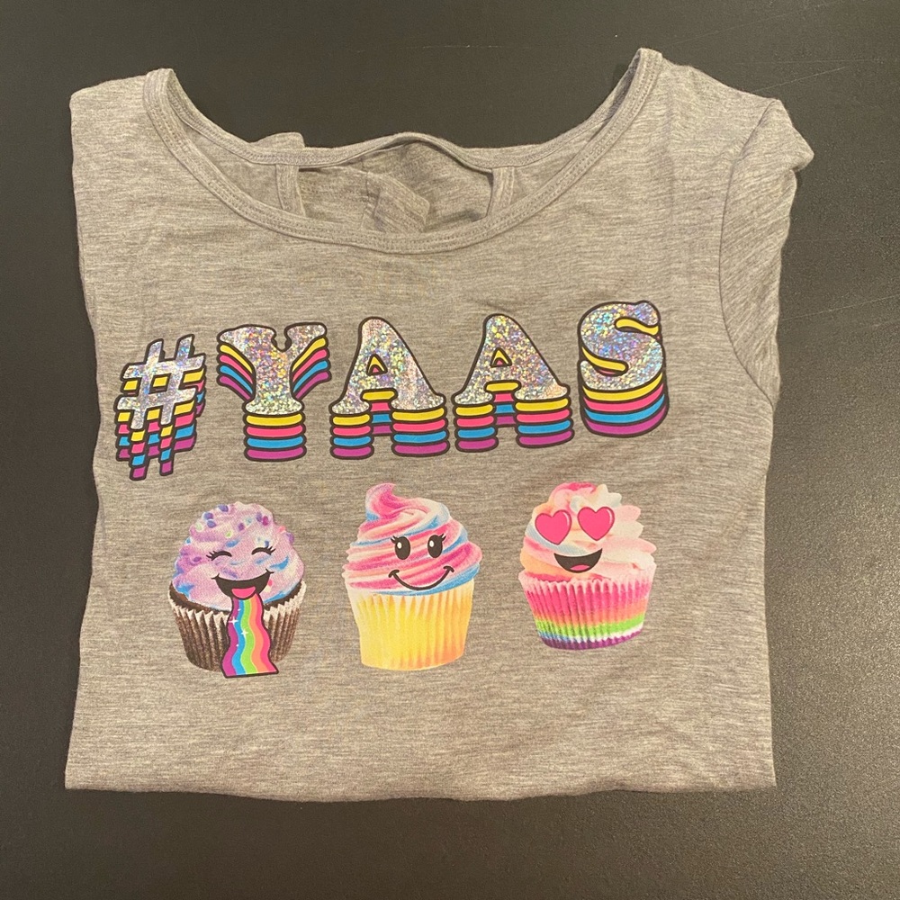 Justice kids colorful YAAS long sleeve tee Size 10